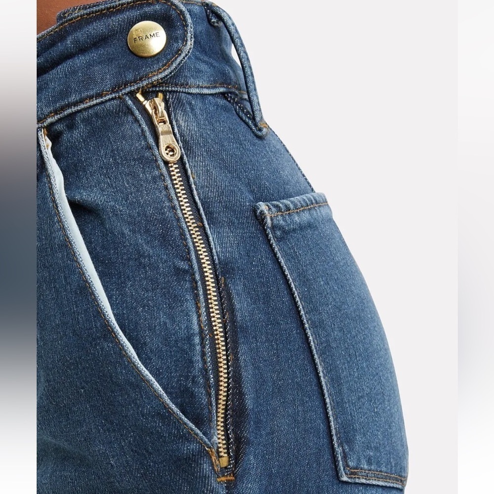 FRAME Flounce Side Zip Flare Jeans Delavan Wash - Picture 4 of 13
